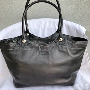 Coach black leather handbag